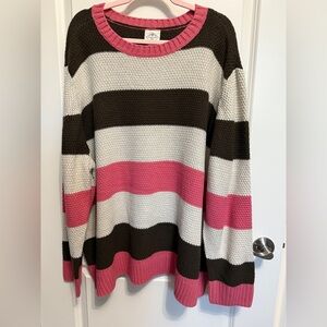 Sweater Women Plus 3X Pink Stripe Acrylic Pullover New with Tags St John’s Bay